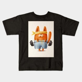 Working out cat Kids T-Shirt